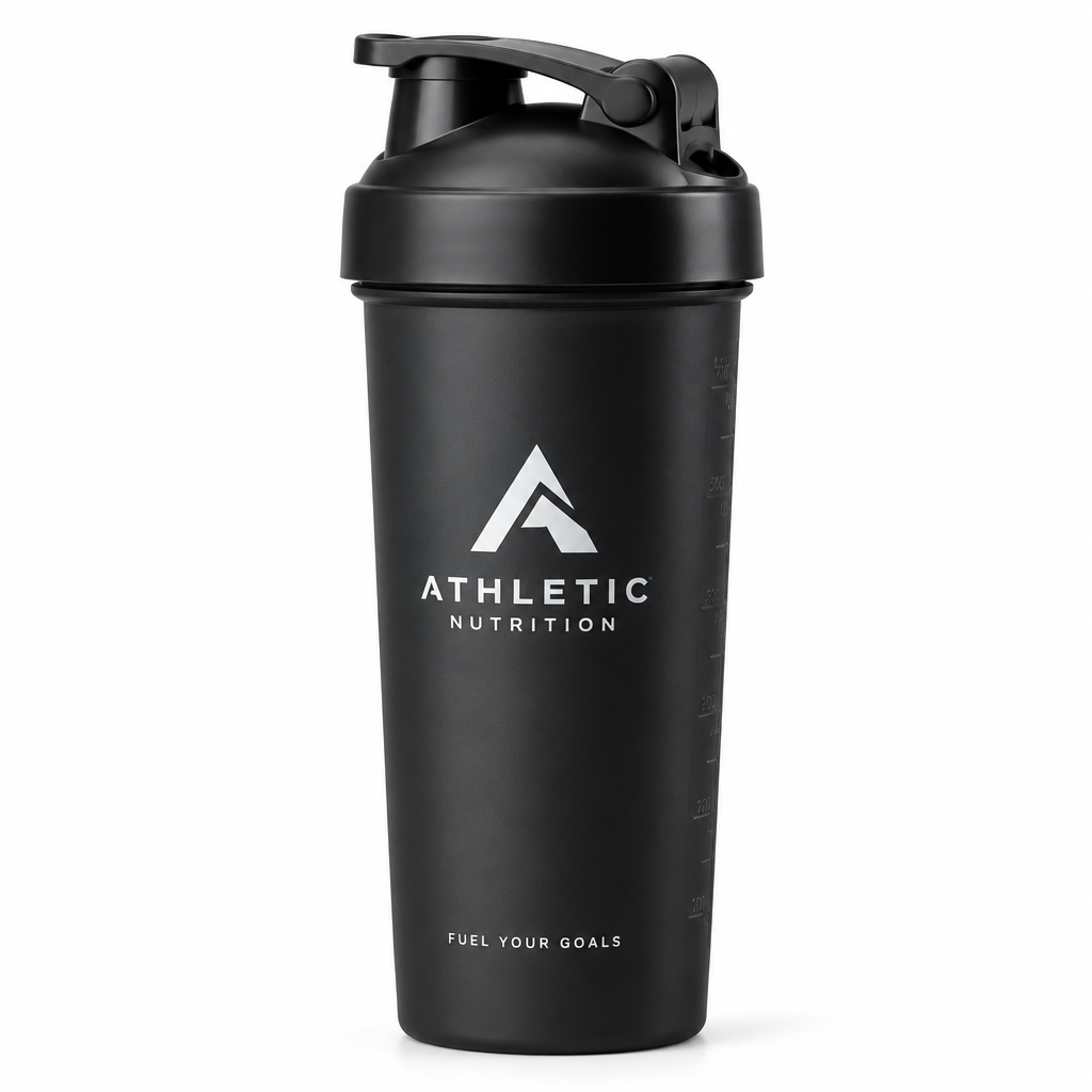 Athlete Alley shaker bottle for protein shakes on white background