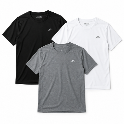Athlete Alley Short Sleeve Workout T-Shirt Variety Pack in Black, White, and Grey